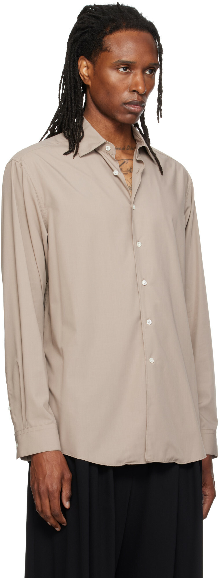 SOSHIOTSUKI Beige Rayon Oversized Shirt