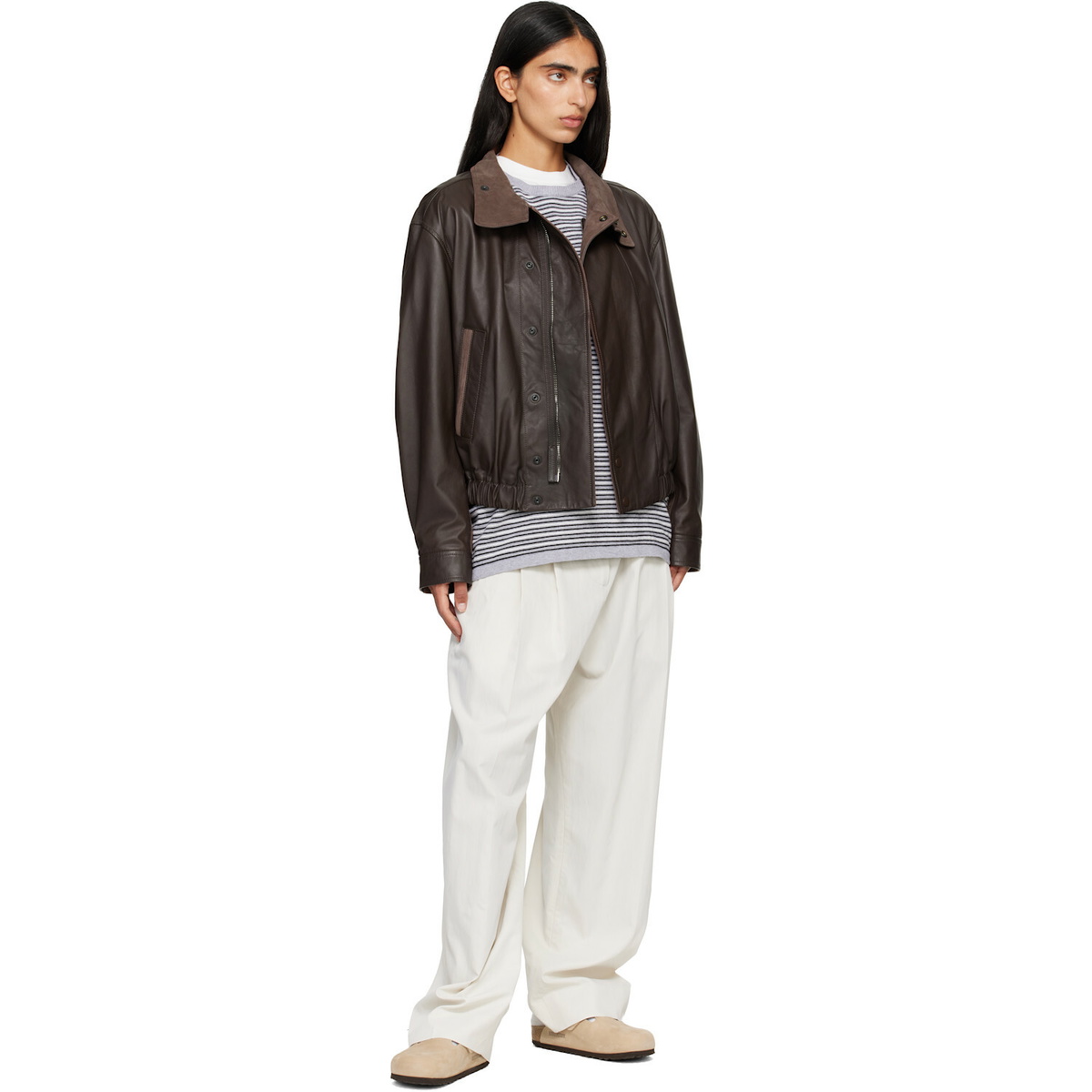 Birkenstock Beige Narrow Boston Big Buckle Slip-on Loafers