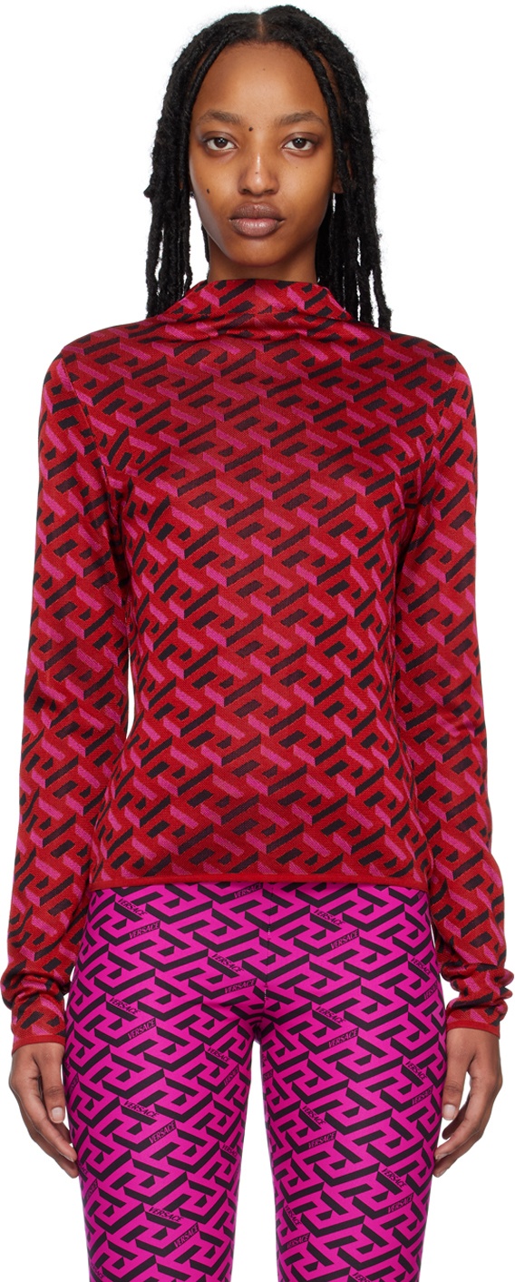 Versace Red 'La Greca' Sweater Versace