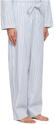 Tekla White & Blue Oversized Pyjama Pants