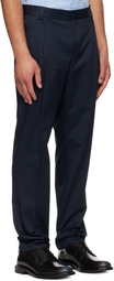 Hugo Navy Slim-Fit Paper-Touch Stretch Cotton Trousers