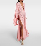 Alexandra Miro Bella lace metallic knit kaftan