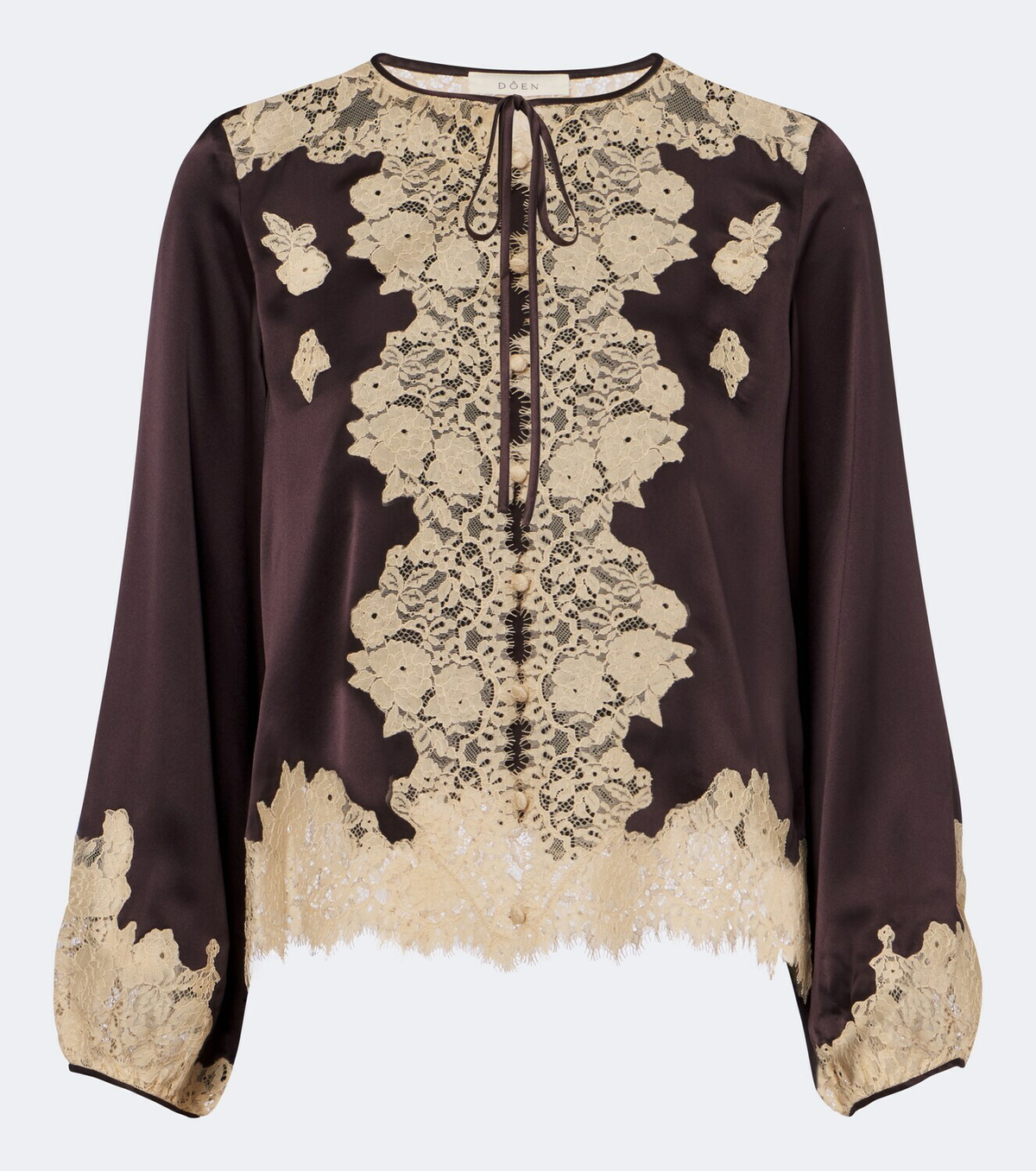 Dôen Lucine lace-trimmed silk satin blouse