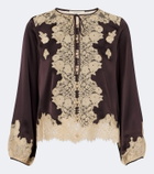Dôen Lucine lace-trimmed silk satin blouse