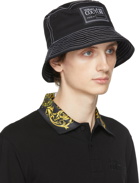 Versace Jeans Couture Black & White Twill Logo Bucket Hat