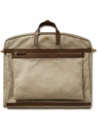 Mismo - Leather-Trimmed Herringbone Linen Suit Carrier