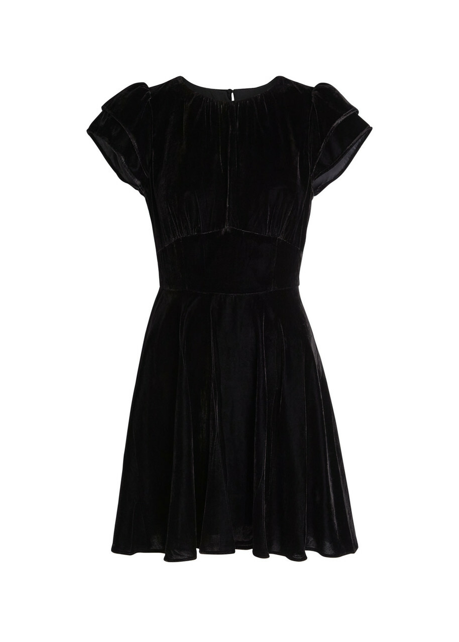 Paige Khai Velour Mini Dress Black