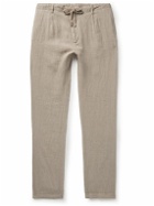 Hartford - Tanker Slim-Fit Straight-Leg Linen Drawstring Trousers - Neutrals
