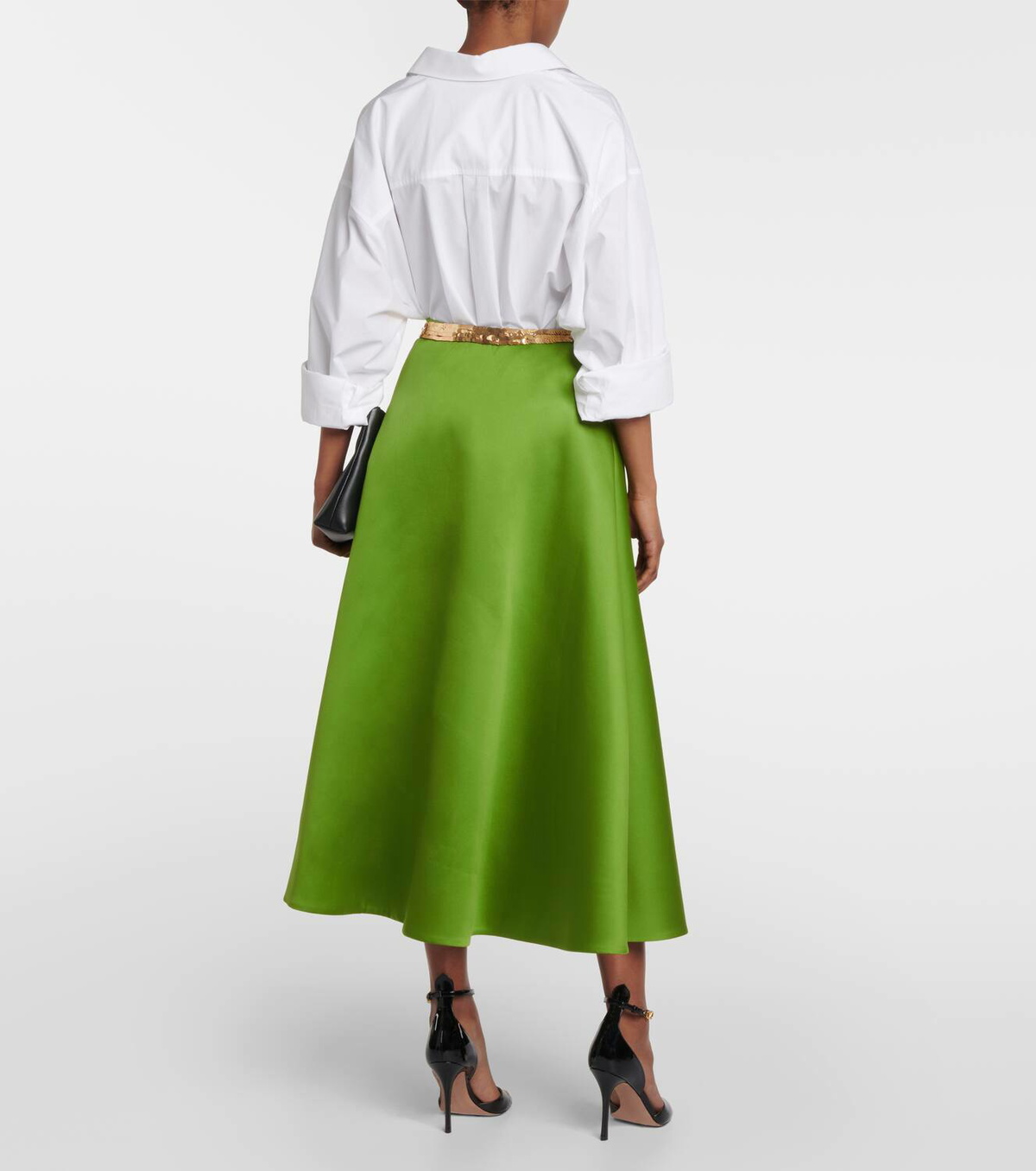 Valentino Embellished duchesse satin midi skirt Valentino