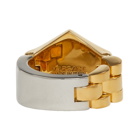 Versace Silver and Gold Watch Line Medusa Ring