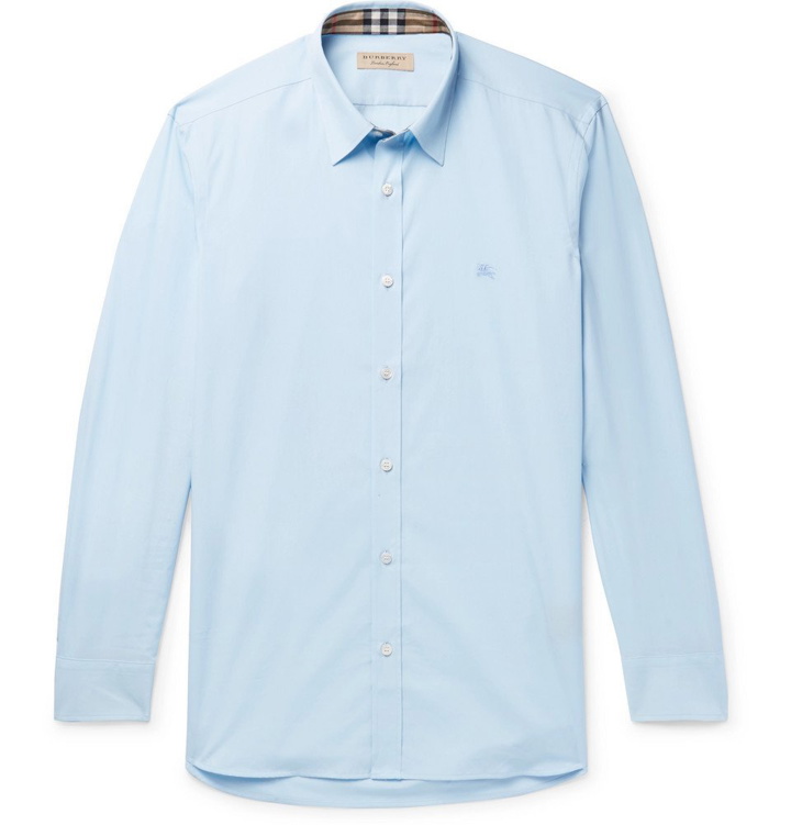 Photo: Burberry - Slim-Fit Stretch-Cotton Poplin Shirt - Men - Sky blue