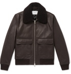 Mr P. - Shearling-Trimmed Leather Bomber Jacket - Brown