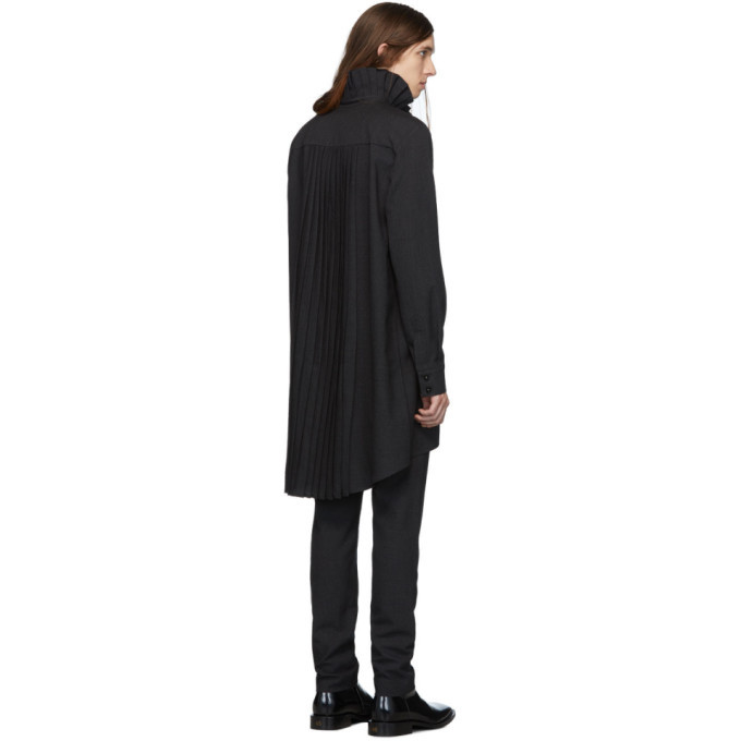 Palomo Spain Grey Wool Pleated Shirt