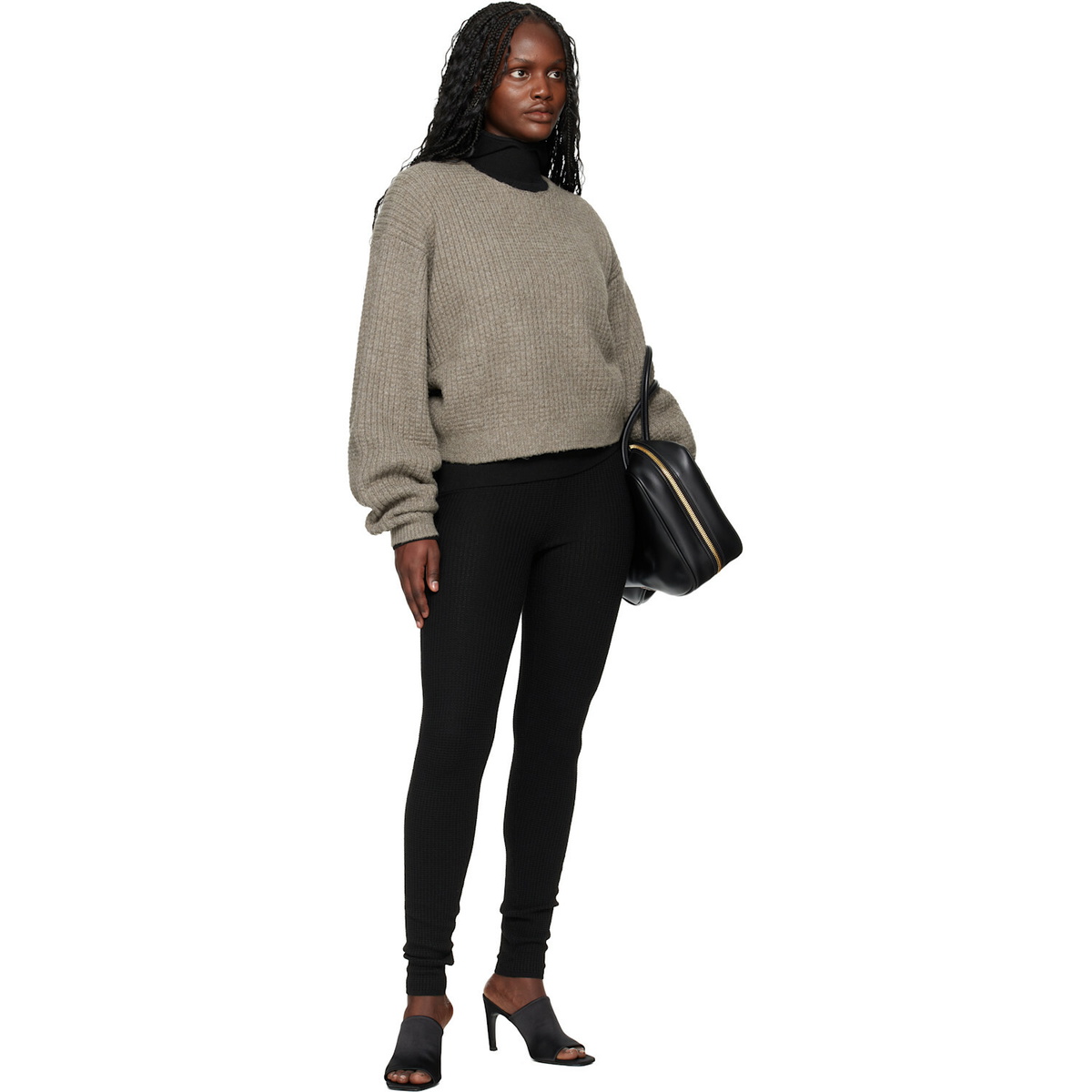 Fear of God ESSENTIALS Brown Holiday Heavy Waffle 90s Crewneck Sweater