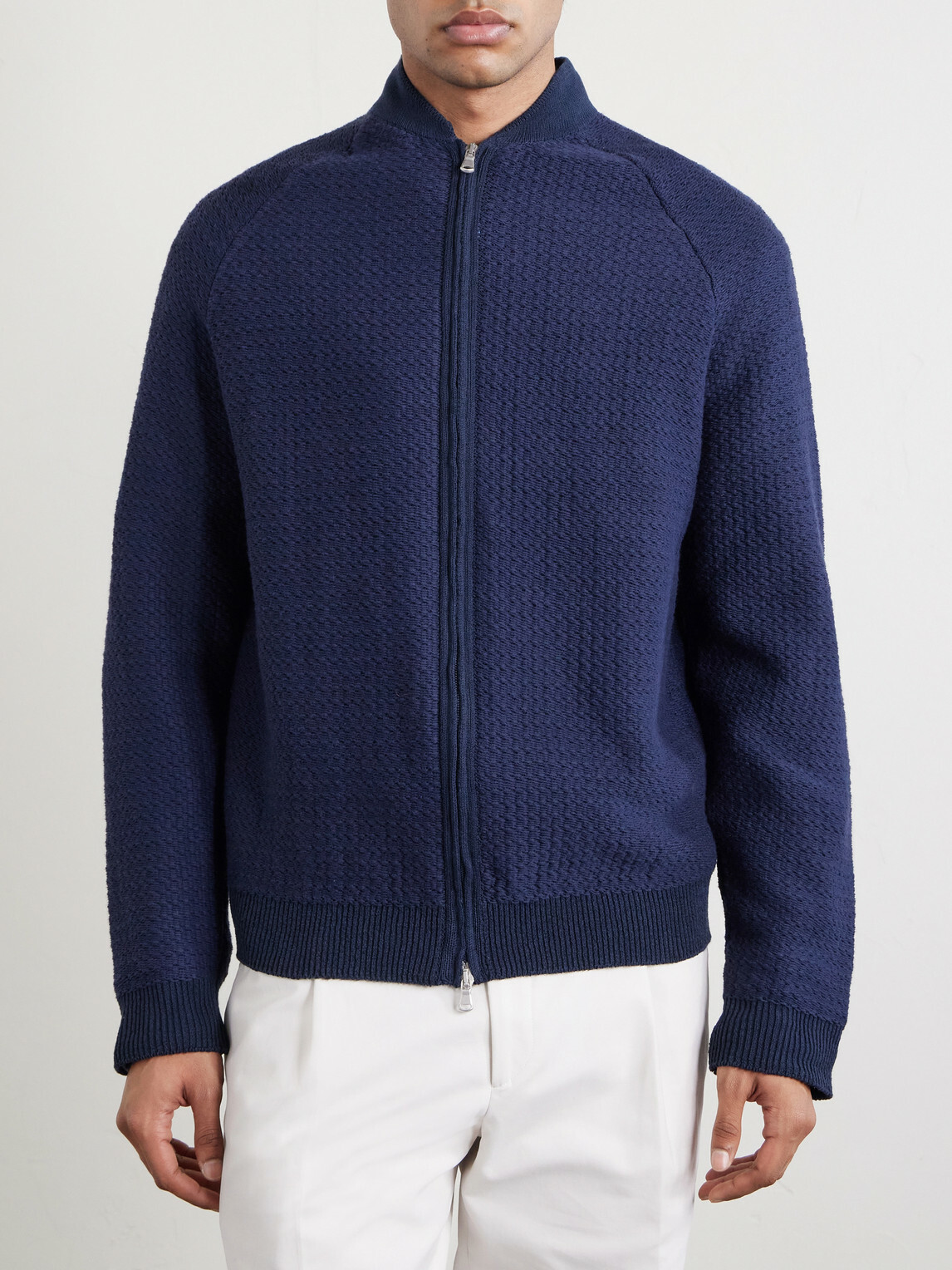 Inis Meáin - Tonnta Merino Wool, Baby Alpaca and Silk-Blend Bomber Jacket - Blue