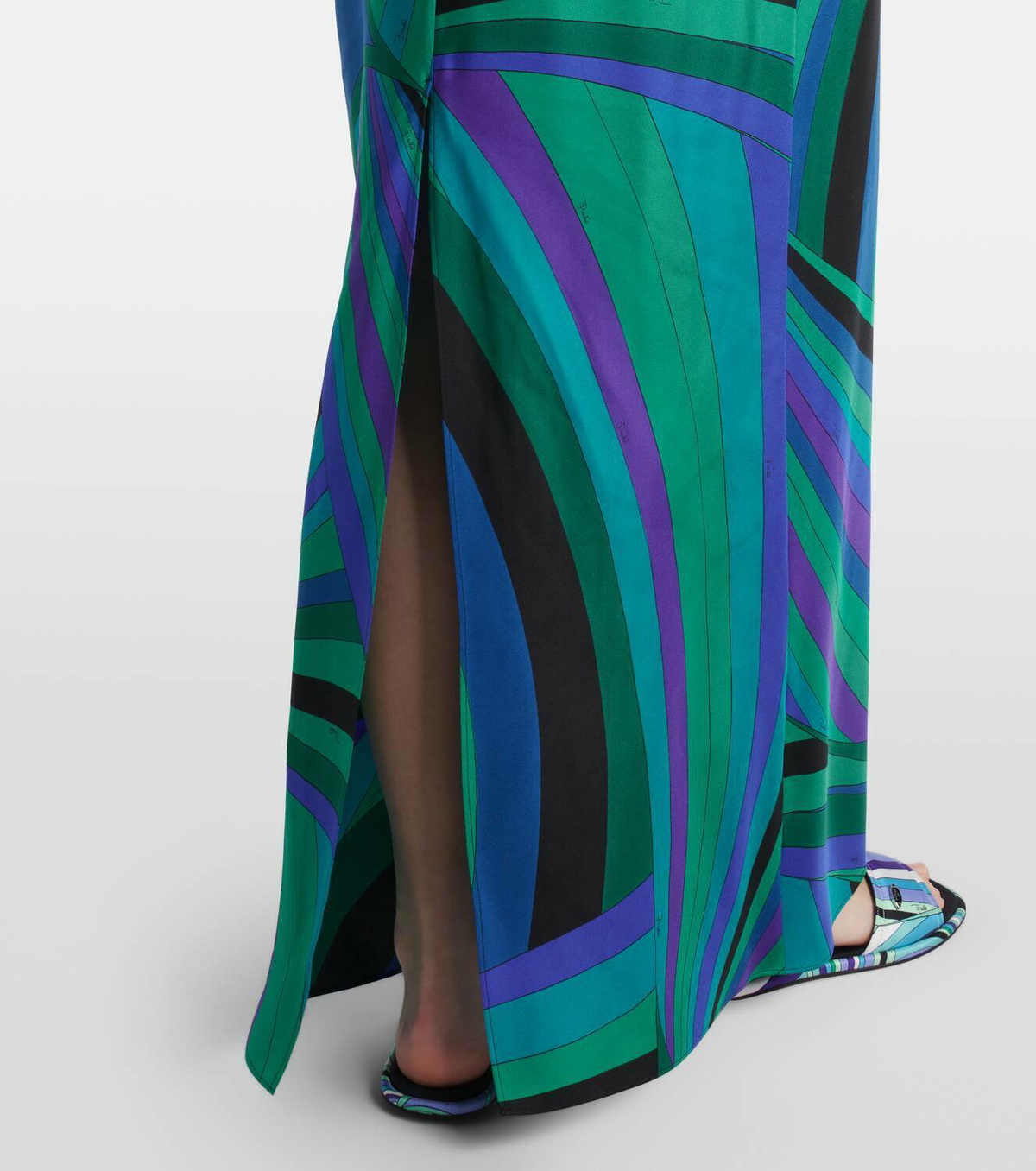 Pucci Iride printed cape-detail silk maxi dress
