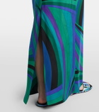 Pucci Iride printed cape-detail silk maxi dress