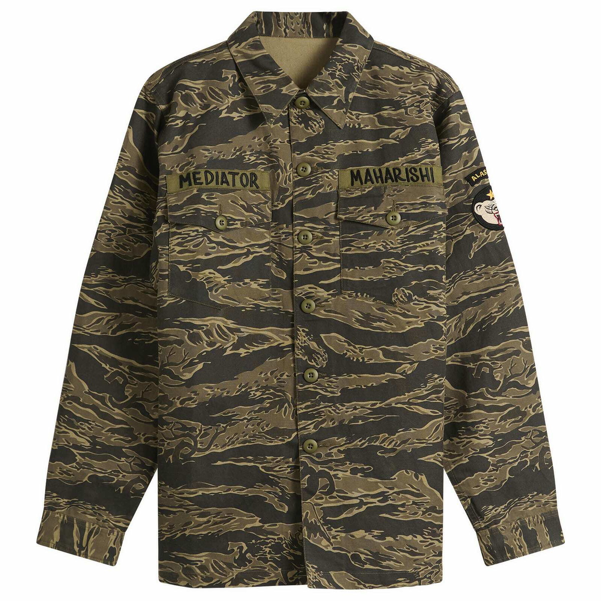Maharishi Men's Bonsai Tigerstripe Utility Shirt in Mint Gold