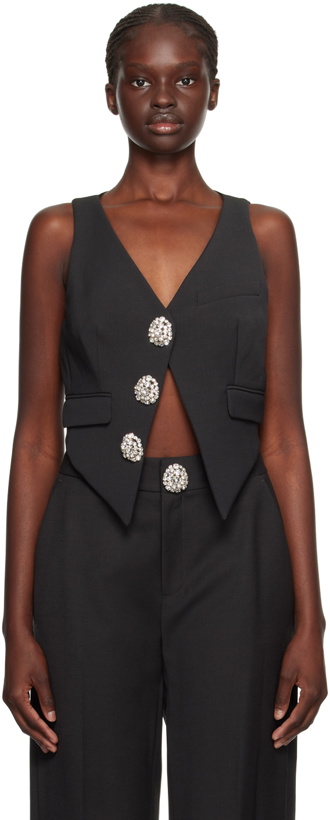 Photo: AREA Black Crystal Button Vest