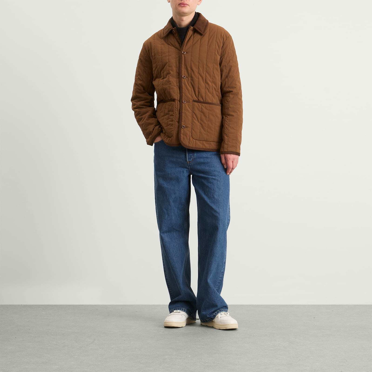 A.P.C. Men's Leone Technical Canvas Quilted Jacket in Brown