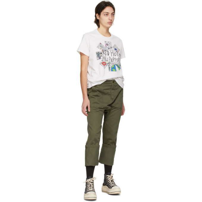 R13 Khaki Utility Drop Crotch Trousers R13