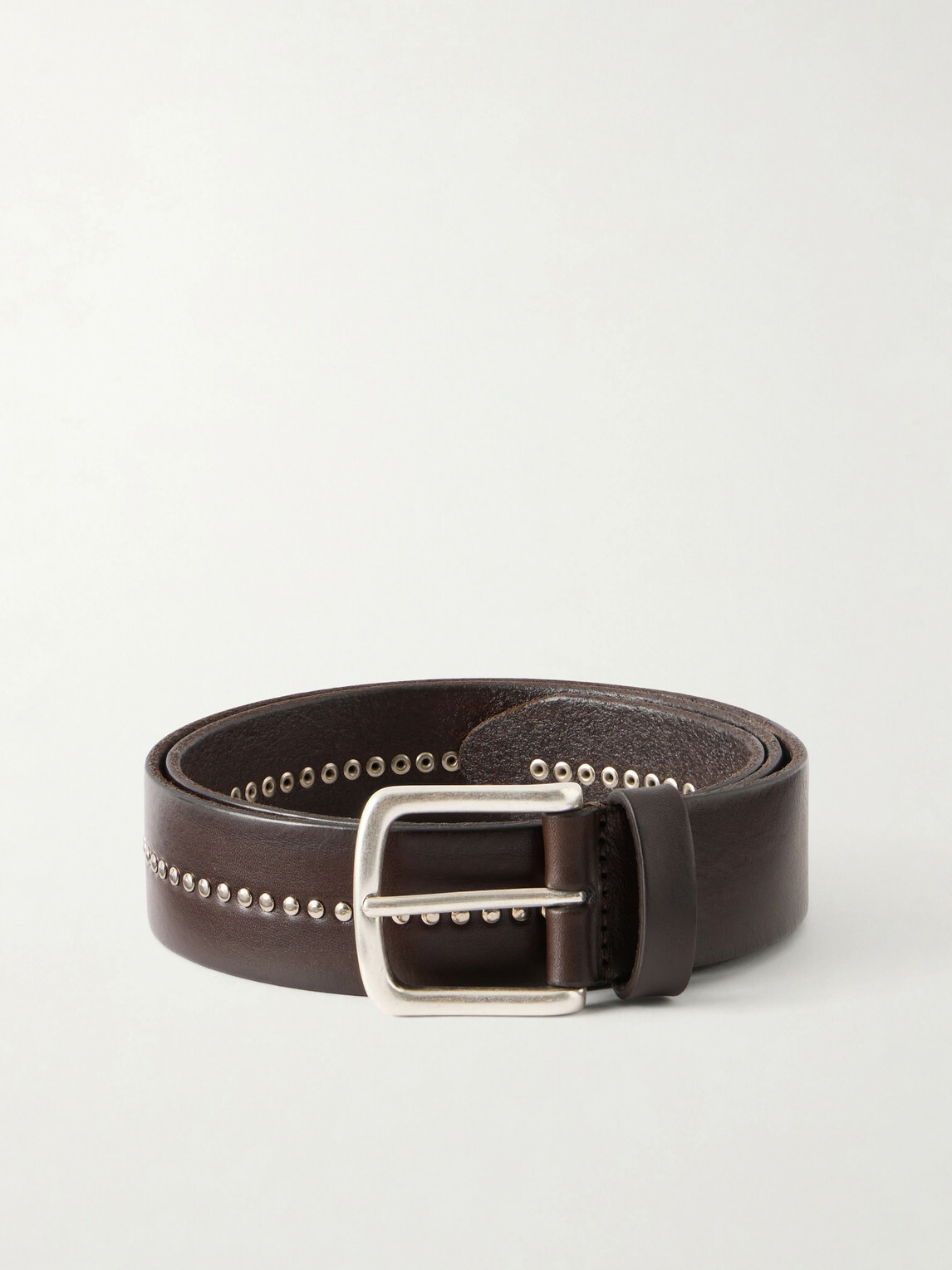 Anderson's - 3cm Stud-Embellished Leather Belt - Brown