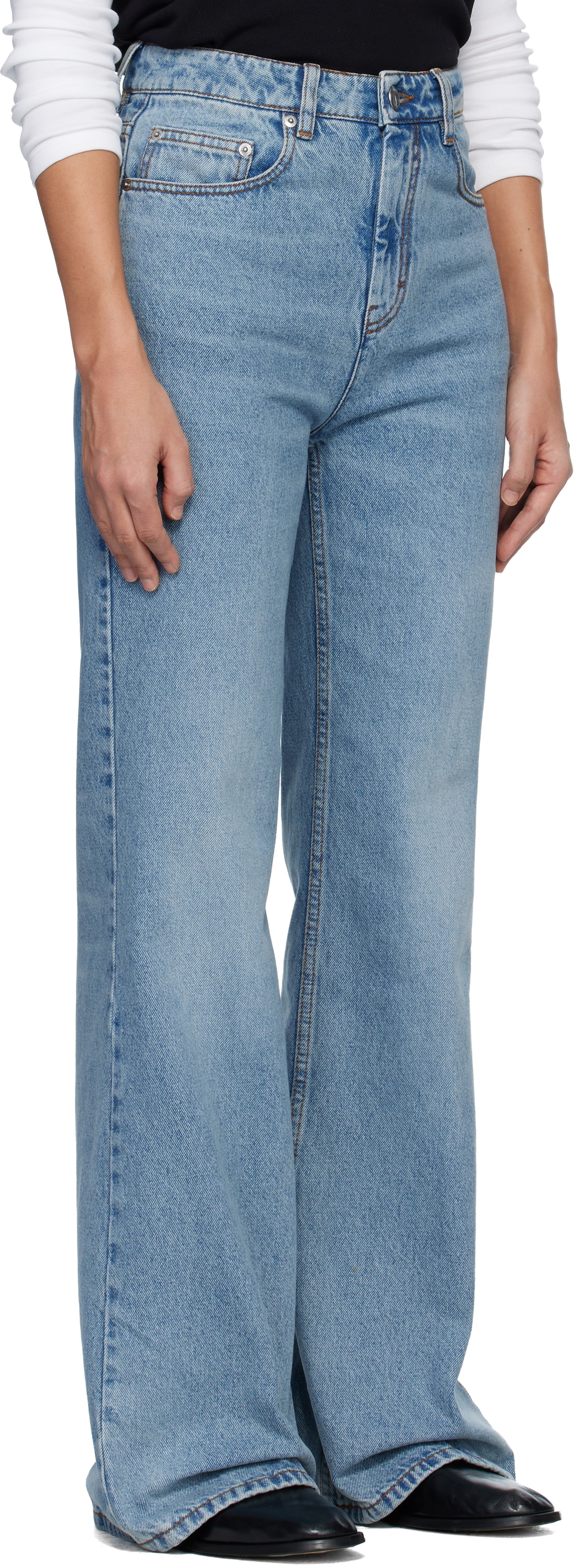 AMI Paris Blue Cotton Flare Fit Jeans