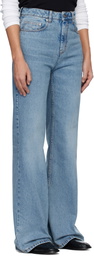 AMI Paris Blue Cotton Flare Fit Jeans