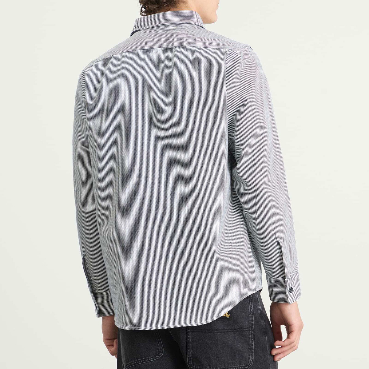 Randy's Garments Men's Randy’s Garments  1 Pocket Shirt in White/Indigo Stripe Denim