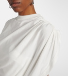 Courrèges Ruched asymmetric cotton jersey T-shirt
