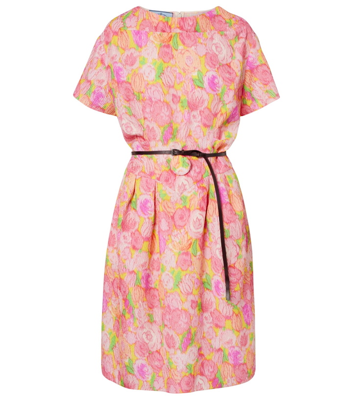 Photo: Prada Floral silk-blend cloqué midi dress