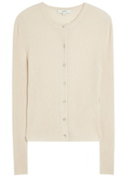 Vince Ribbed Cashmere and Silk-blend Cardigan Sand