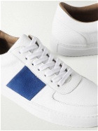 Mr P. - Larry Pebble-Grain Leather and Suede Sneakers - White