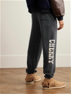 Cherry Los Angeles - Vanson Tapered Logo-Print Appliquéd Cotton-Jersey Sweatpants - Gray