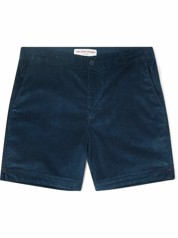 Photo: Orlebar Brown - Bulldog Straight-Leg Cotton-Blend Corduroy Shorts - Blue