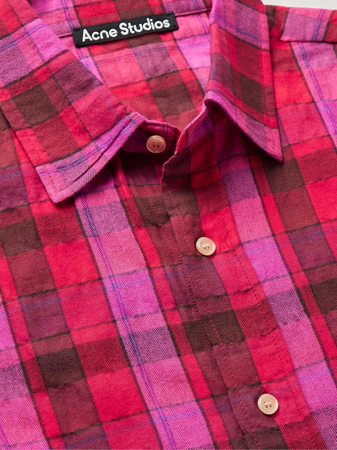 Acne Studios - Oversized Checked Cotton-Blend Flannel Shirt - Red