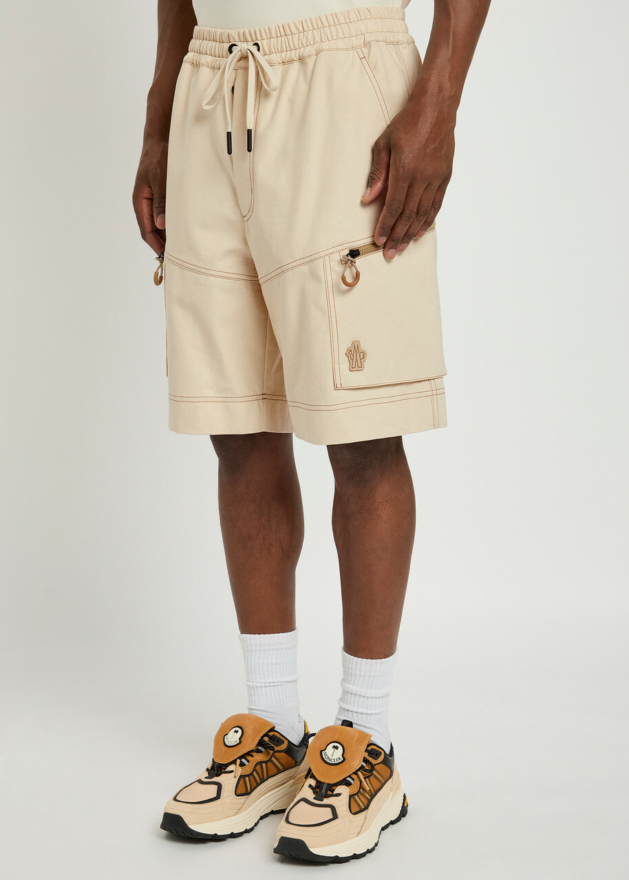 Moncler Grenoble Canvas Cargo Shorts Cream