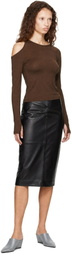Helmut Lang Brown Asymmetric Long-Sleeve Top