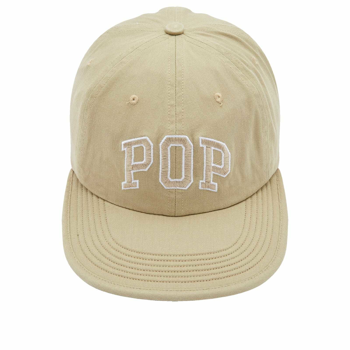 Pop Trading Company Men's Arch Logo Flexfoam 6 Panel Cap in White Pepper 