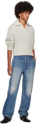 Karmuel Young Blue Rectangle XY-Plane Washed Jeans