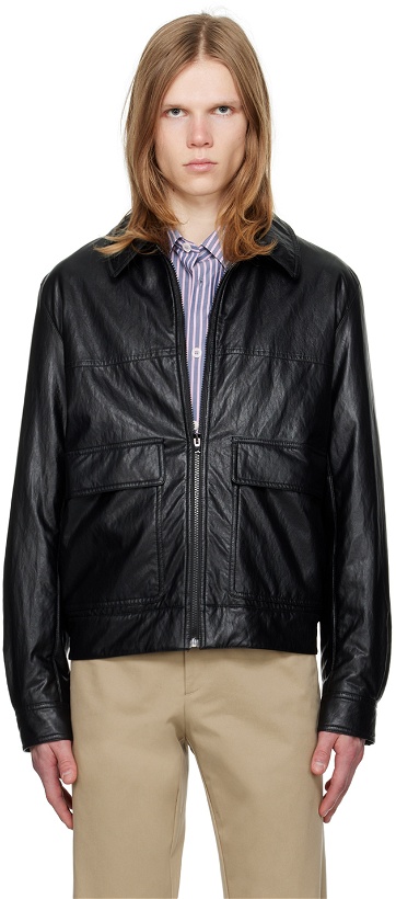 Photo: A.P.C. Black Bob Faux-Leather Jacket