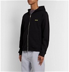 AFFIX - Logo-Embroidered Loopback Cotton-Jersey Zip-Up Hoodie - Black