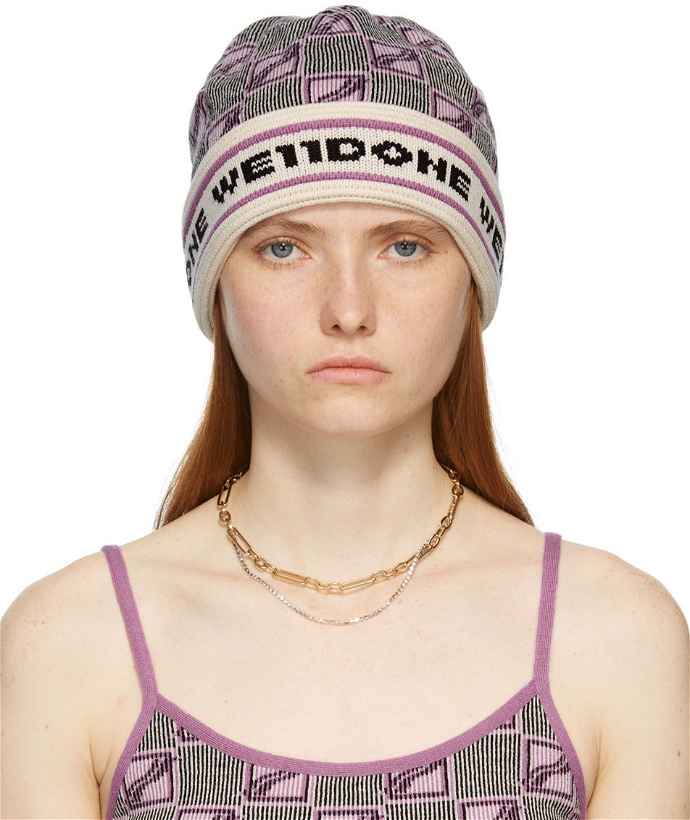 Photo: We11done Purple Logo All Over Short Beanie