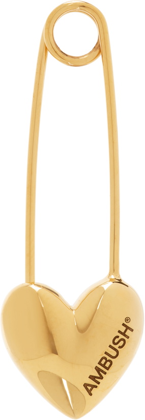 Photo: AMBUSH Gold Heart Safety Pin Single Earring