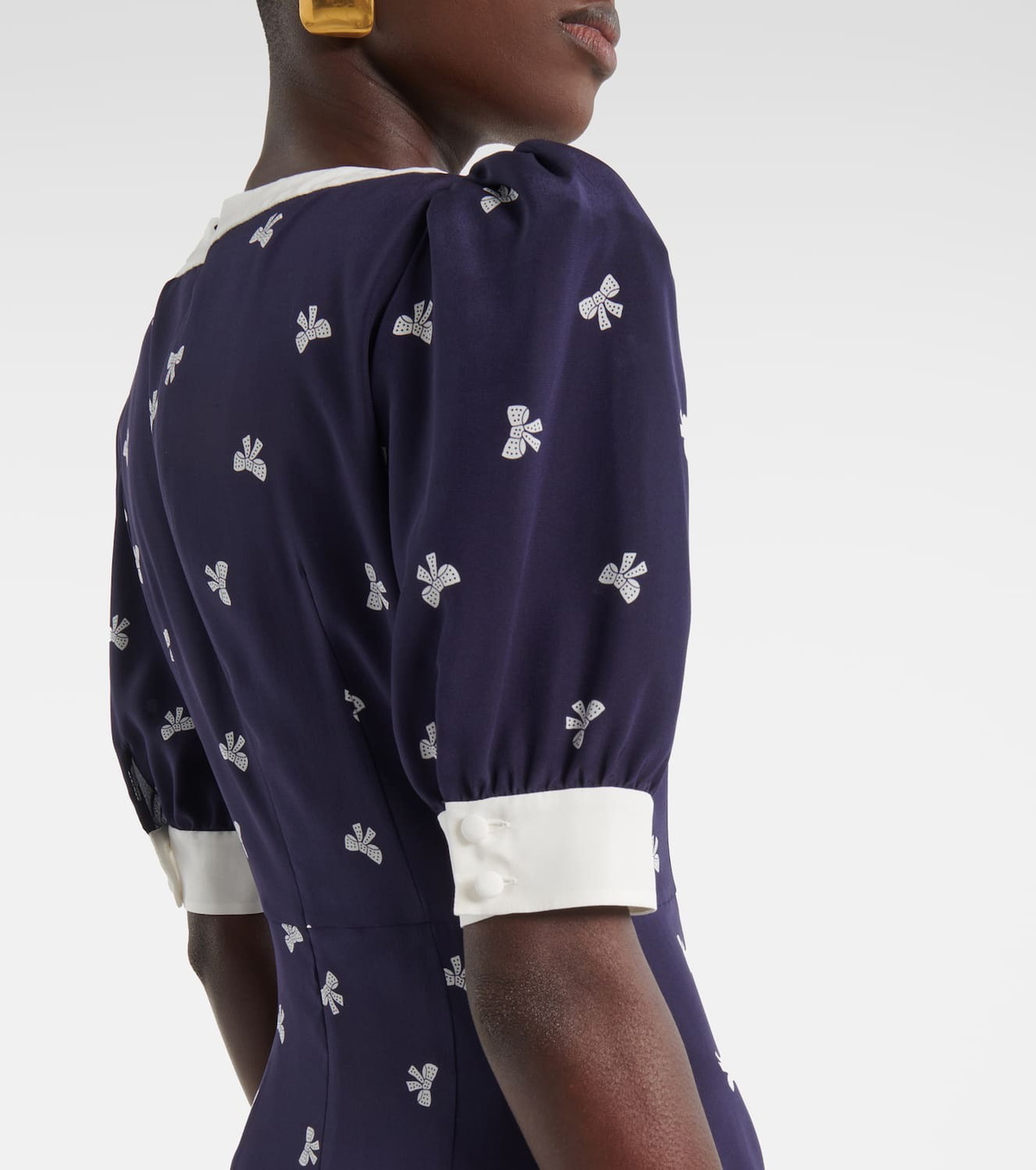 Alessandra Rich Bow-detail polka-dot silk minidress
