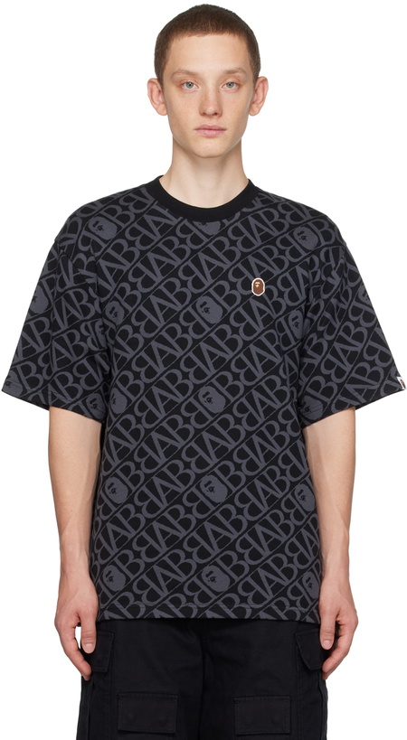 Photo: BAPE Black Sport Monogram Ape Head One Point T-Shirt