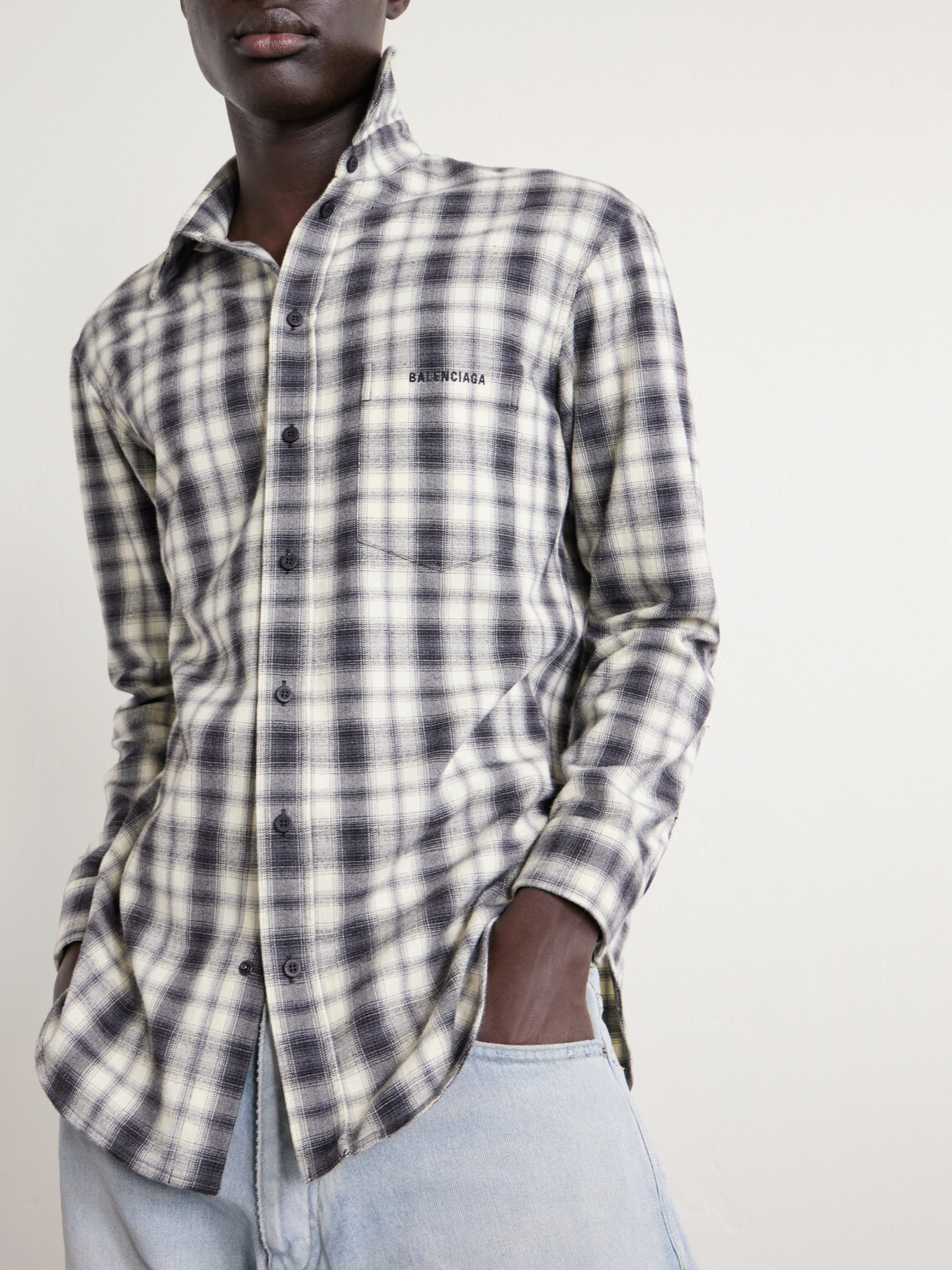 Balenciaga - Regular Fit Checked Cotton Shirt - Black