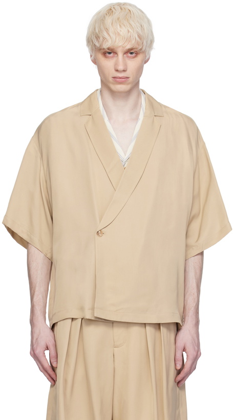 Photo: King & Tuckfield Taupe Notch Collar Wrap Shirt