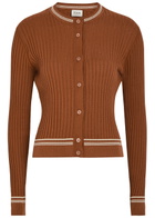 Tods Striped Trims Cotton-knit Cardigan Terracotta