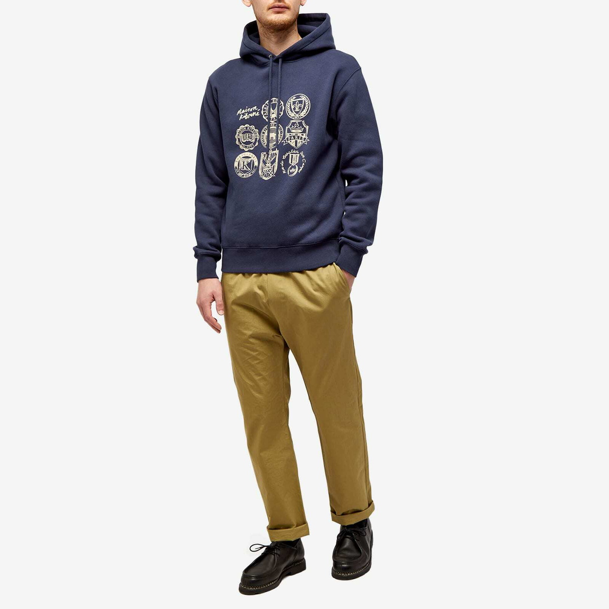 Maison Kitsuné Men's Ivy League Comfort Hoodie in Ink Blue Maison